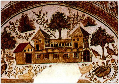 Roemische Hofstelle auf einem Mosaik